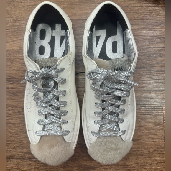 P448 white and silver sneakers lightly worn size 38/7.5 - Picture 2 of 6